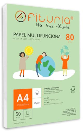 Ramette de papier A4 80g avec 50 feuilles blanches, papier multifonctionnel pour un usage scolaire et professionnel. Idéal pour imprimantes laser, à jet d’encre ou photocopieuses – Ofituria