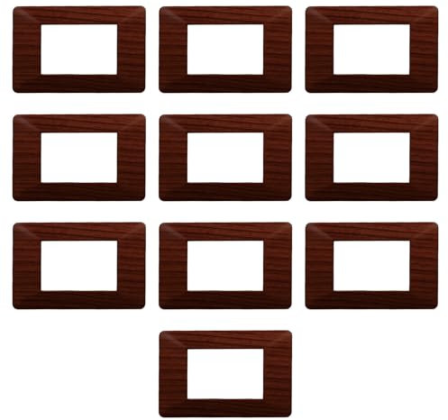 CONFEZIONE DA 10 PLACCHE IN TECNOPOLIMERO, COMPATIBILE CON VIMAR PLANA, 3 MODULI/POSTI, COLORE RADICA, ALTA QUALITA', DESIGN ELEGANTE E MODERNO, PER INTERRUTTORI/PRESE, SERIE CIVILE