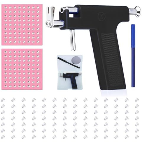 JAWUZ Ohrloch Stecher Set Piercing Set Mit 98 St Ohrstecker Ohrlochpistole Set Piercing Pistole Edelstahl Piercing Gun Ohrpiercing-Pistolen-Set Piercing Tool Kit Für Ohr Nase Nabel Lippen