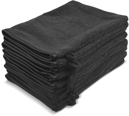 Dalephoric 10 Pièces 14,6 x 21cm Gants de Toilette, Serviette Microfibre Visage, Super Doux et Absorbant, Gant Exfoliant Corps, Gant de Douche, Gant Toilette pour Démaquillage et Le Bain, Noir