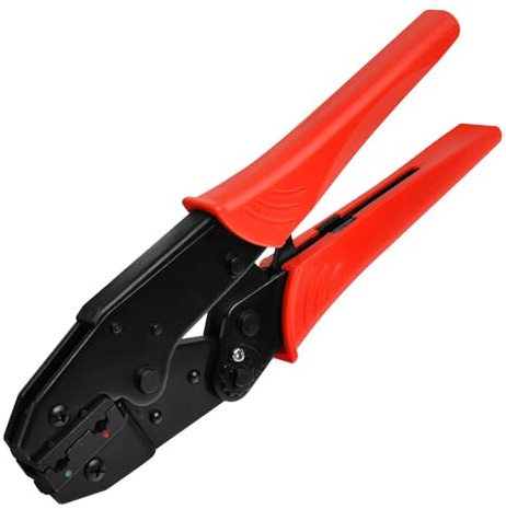 SPEEDWOX Crimping Tool for Insulated Flag Terminals Ratcheting Wire Crimpers Ratchet Crimp Pliers Ratchet Terminal Crimper Electrical Crimping Tool HS-07FL for AWG 22-14 (0.25-2.5mm²) Blue Red