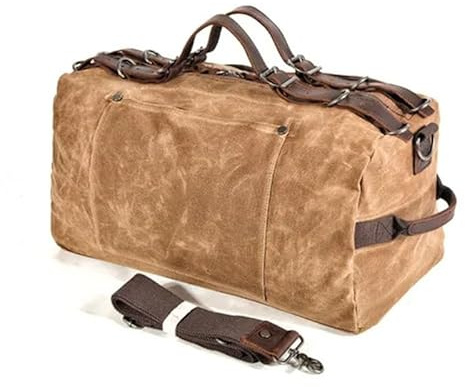 MVGVPLVLTN Sporttasche Herren Duffel Retro Gewachste Leinwand Reisetaschen Handgepäck Tasche Designer Wochenendtasche Wasserdicht(Khaki)
