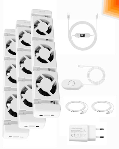 TEOV Heizkörper Ventilator 2026 Smart - Einstellbare Geschwindigkeit, Ultra-Leiser Heizverstärker mit Thermostat, Spart bis zu 25% Heizkosten (3 Ventilator, 3 Pack)
