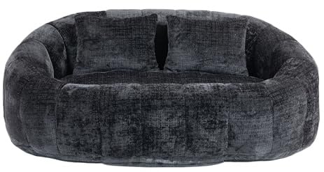 A ALFRESCOOL Bean Bag, Sofa Lazy Sofa Durable Comfort Lounger, High Back Bean Bag Chair Couch für Erwachsene und Kinder, Indoor & Outdoor, Accent Floor Soft Lounge Chair (Schwarz Chenille)