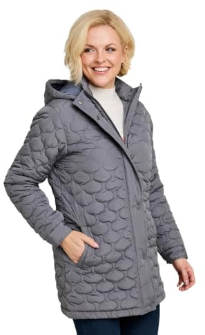 Amber Ladies Quilted Water Resistant Coat with Detachable Hood | Women's Water-Resistant Long (32 inch / 91.4cm) Winter Jacket, Removable Hood, Secure Pockets, Adjustable Cuffs