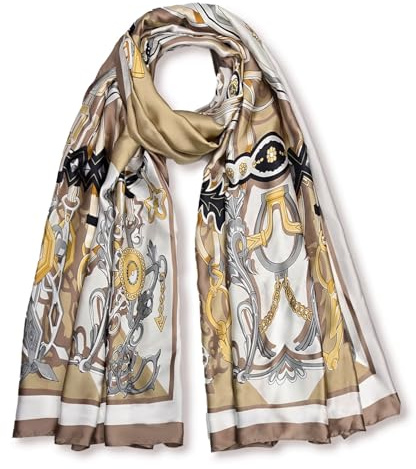 GLORIS Damen schal fein seidig groß 180 x 90 cm mit bunten Prints. Halstuch Tuch für Frauen. Kopftuch Halstuch Schal. Seidenschal Elegante