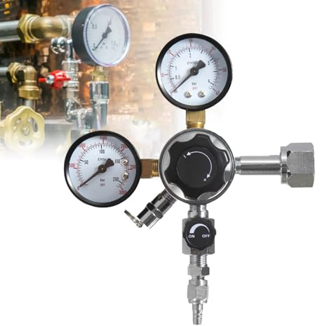 Regulador de Presión CO2,Regulador de Botella de Gas,Dióxido de Carbono Reductor de Presión con Manómetro Doble,W21.8,0-60 PSI 0-3000 presión del tanque,para Máquina de Cerveza,Elaboración de Cerveza