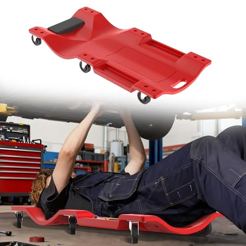 UISEBRT KFZ Rollbrett Werkstatt 92x43x11.5 cm,Montagerollbrett aus robustem Kunststoff,Werkstattliege mit 6 beweglichen Rollen,ergonomisches Montageliege bis 150 kg
