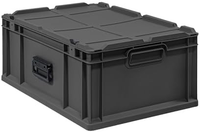 PROREGAL Eurobox NextGen Portable | HxBxT 23,5x40x60cm | 44 Liter | Schwarz | Eurobehälter, Transportbox, Transportbehälter, Stapelbehälter