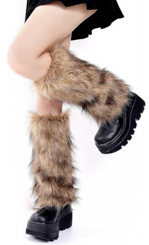 XZSKD Fur Boots, Fluffy Leg Warmers for Winter Fashion and 80s Parties, Furry Boot Covers for Cosplay and Festivals, 40cm Length