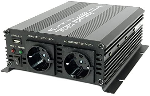 SOLARTRONICS Spannungswandler NM1000 24V 1000 Watt SCHWARZ - 2000 Watt Spitzenleistung - Wechselrichter 24v auf 230v - Blei- oder AGM-Batterie kompatibel - mit Schuko- & USB Anschluss