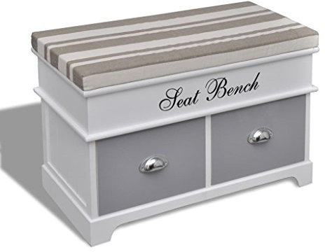 vidaXL Banc de Rangement avec 2 Tiroirs Coussin Banquette Coffret de Rangement