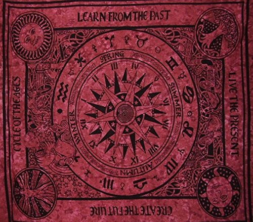 Sophia Art Keltischer Kreislauf des Lebens, Wandteppich zum Aufhängen, Mandala, Hippie 213,4 x 142,2 cm rot