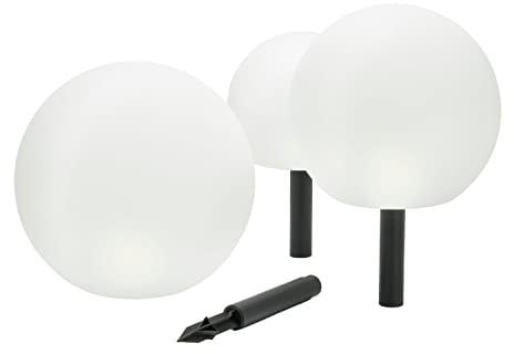 Lindby 3er Set LED Solarkugel aussen 20 cm, 25 30cm mit Erdspieß Solarlampe Leuchtmittel Solarleuchte Garten Gartenleuchte solar IP44 Tageslicht (6.500K)