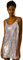 Allegra K Damen Paillettenkleid Ärmellos V-Ausschnitt Party Spaghetti Trägerkleid Glitzer Metallic Minikleid Silber (mit Rosa) L