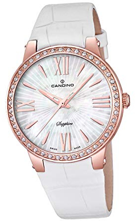 Candino Armband-Uhr Damen C4598/1 Fashion Analog Quarz Leder Uhr weiß D2UC4598/1 EIN Geschenk zu Weihnachten, Geburtstag, Valentinstag für die Frau