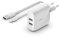 Belkin Boost Charge USB-A-Netzladegerät, 24 W, mit zwei Anschlüssen und USB-A/Lightning-Kabel (für iPhone SE, 11, 11 Pro, 11 Pro Max, XS, XS Max, XR, X, 8, iPad und AirPods)