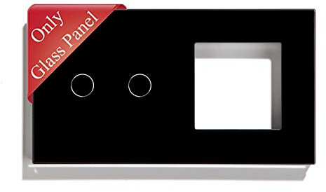 BSEED Marco de vidrio panel de marco de vidrio para interruptor de luz y enchufe panel de vidrio de vidrio panel de vidrio para interruptor de luz de pared y enchufe 2 Gang Negro 157 mm