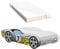 iGLOBAL Kinderbett Autobett Cars Bett Jugendbett Juniorbett Bett mit Lattenrost Stellage Schaumstoffmatratze 140 x 70 cm (Grey with Flames)
