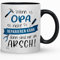 Tasse Wenn Opa es nicht Reparieren kann | Lustiger Kaffeebecher für Opa | Geschenkidee zum Geburtstag oder Weihnachten | 330 ml Keramiktasse - Spülmaschinenfest, Farbe: Schwarz-Blau