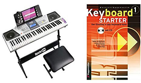 RockJam 61 Tastatur Klaviersatz 61 Schlüssel-Digital-Piano Keyboardbank Keyboardständer & Keyboard-Starter. Mehrbändiger Keyboardkurs für den Selbstunterricht und für den Einsatz in Musikschulen