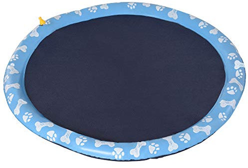 PawHut 170 cm Sprinkler Matte Hunde aufblasbare Splash Pad rutschfest Wasserspielmatte Wassermatte Spielmatte Planschbecken Wassersprinkler Hundepool für Haustiere Sommer Garten