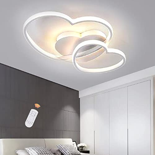 Lfoute Deckenleuchte LED Moderne Herzförmige Kinderlampe Kinderzimmer Deckenlampe Dimmbar Mit Fernbedienung Schlafzimmer Jungen Mädchen Wohnzimmer Pendellampe Innenleuchter,Weiß