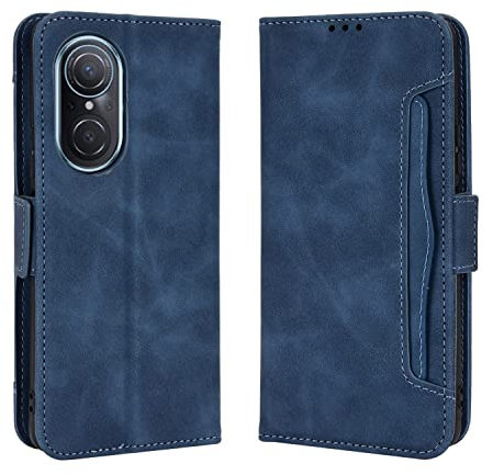 Coque pour Huawei Nova 9 SE Étui à Rabat en Cuir PU Flip Cover Magnétique Anti-Choc avec Fonction Stand Etuis Compatible avec Huawei Nova 9 SE, Bleu