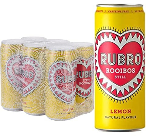 Rubro - Lemon Rooibos - 6 Can Multipack - 300ml - Still, Soft Drink - Lemon Tea Drink - Fruit Flavoured Iced Tea - Bulk Soft Drinks