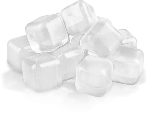 60 Pack Reusable Ice Cubes - Non Melting, Refreezable Plastic Ice Cubes for Drinks | Keep Whiskey, Wine, Cocktails, Coffee Cold Without Watering Down | BPA Free (Transparent)
