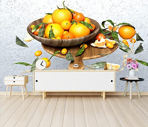 Fototapete 3D Effekt Orange Zitrone Orange Fototapete Wandbilder Wohnzimmer Schlafzimmer Wanddekoration 300(W) X210(H) Cm