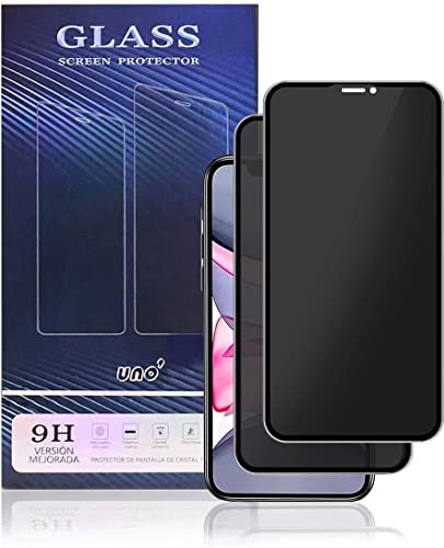 UNO' 2 Unidades De Protector Pantalla Privacidad De Cristal Templado Compatible Con Iphone 11, Vidrio Templado Ultra Resistent Sin Burbujas, 9H, Antiarañazos, Apto Para Iphone 11 y Iphone XR.