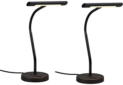 meineWunschleuchte 2er SET dimmbare Schreibtischlampen mit Flexarm in Schwarz matt, Höhe 35cm