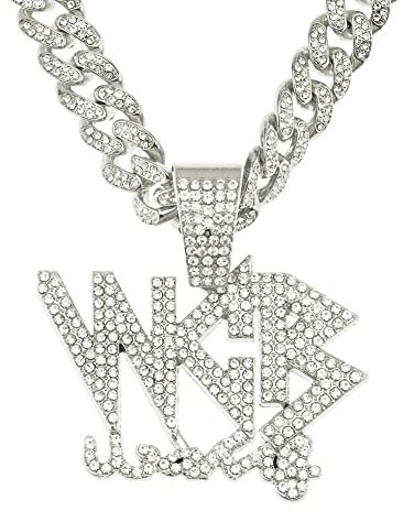 MAYIYAHO Brief Iced Out Kette Anhänger Halskette mit Tennis Kuban Link Kette Halskette für Männer Frauen Mode Schmuck Geschenk