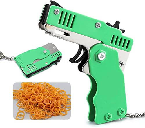 ni Pendant Transtter Portable th Key Cn Rubber Band Foldable Buts Rubber Band Pistol Metal Elastic Safe for Children Ftival Gift