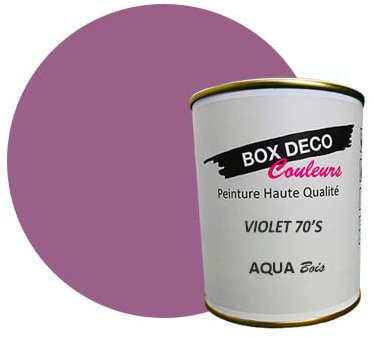 BOX DECO COULEURS Peinture meuble bois intérieur à base d'acrylique aspect mat Aqua Bois - 750 ml, Violet 70'S