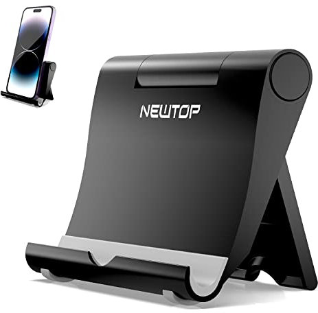 N NEWTOP Supporto Stand Base da Tavolo ST22 Universale Regolabile Pieghevole Stabile Porta Reggi Portatile Tascabile per Tablet Smartphone Cellulare Xiaomi Realme Samsung Huawei Oppo (Nero)