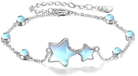 YFN Mondstein Stern Fußkettchen für Frauen Sterling Silber Armband Irischer Schmuck Geschenke für Mädchen Mutter