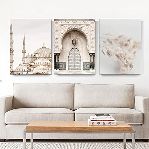 EPOKNQ Islamische Leinwand Wandkunst, Arabische Kalligraphie Wanddekoration Druck Poster 3 Stück, Wandkunst, Wohnzimmer Bilder Moderne Wanddekoration Bilder (Stil 3, 20X30CM*3)