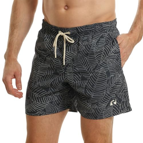 RIPT Essentials Bañador para hombre Shorts de Baño con Protección Solar UV 50 de Secado Rápido, Estampado de hojas azul marino, S