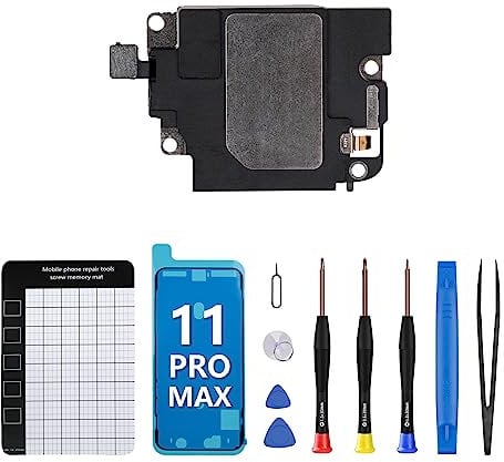 for iPhone 11 Pro Max Ringer Buzzer Connector Flex Cable Loudspeaker Replacement Loud Speaker Connector Module Audio Performance Part with Assembly ComPplete Fix Tools Kit for A2161, A2220, A2218