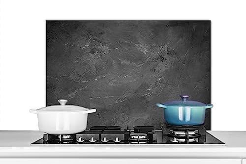 KitchenYeah© Küchenrückwand Platte Spritzschutz Küche Deko Aluminium Platte Spritzschutz Herd Alternative für Selbstklebende FolieStructure - Zement - Beton - Grau - Vintage - 90x60 cm