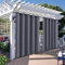 Qelus Outdoor Curtain Waterproof Windproof 2 Panels W71''xH108'', Outdoor Curtains Pergola Gazebo Curtains, Thermal Insulated UV Protection Anti-snag Patio Drapes, Eyelets Top and Bottom, Dark Grey