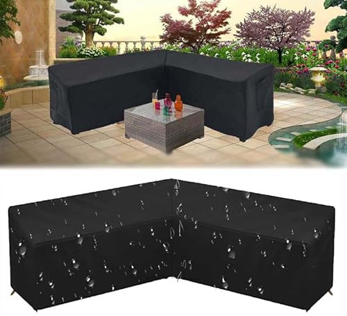 Abdeckung Für Gartenmöbel L-Form,Abdeckhaube,Schutzhülle Gartenmöbel Abdeckung Für Ecksofa | L Form Lounge AbdeckplaneI Gartenmöbel Abdeckung Wasserdicht I UV-beständig (L-Form 215x215x87cm)