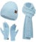 ZASFOU Damen Winter Mütze Schal Touchscreen Handschuhe Set Thermo Beanie Wintermütze Strickmütze Schlauchschal Winterhandschuhe Geschenk für Frauen