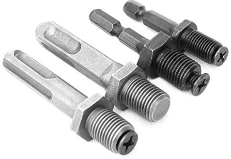 4 Stück Bohrfutter-Adapter, Schnellarbeitsstahl, Quadratischer Sechskant-Rundschaft-Adapter, Stangen-Umrüstadapter, Bohrfutter