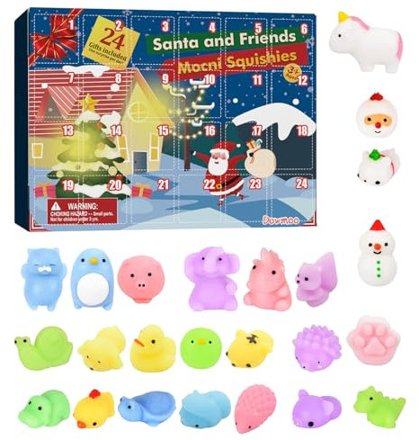 Adventskalender 2023,24-teiliges Weihnachts-Gummi-Tierspielzeug, Überraschungsboxen, 24 Silikon-Tierchen, Weihnachtskalender, Geeignete Weihnachtsgeschenke für kleine Kinder (A)