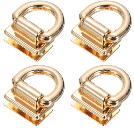 QUARKZMAN Metallo Connettore Borsa con Ring D, 4pz 18mm Pochette Ponte Gancio Fibbia con Viti per Borsetta Fai-Da-Te, Catena Chiave Cordino (Dorato Chiaro)