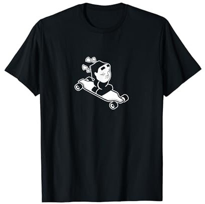 Seltsamer japanischer Geist, der ein Longboard reitet und Spaß hat T-Shirt