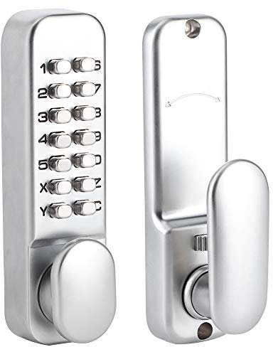 Topyond Digitales Code-Schloss Türschloss Code-Türknauf, Intelligentes Mechanisches Zahlenschloss,Türgriff Mit Tastatur, Schlüsselloses Code-Sicherheitsschloss Für Den Zugang Zum Home-Office(Silber)